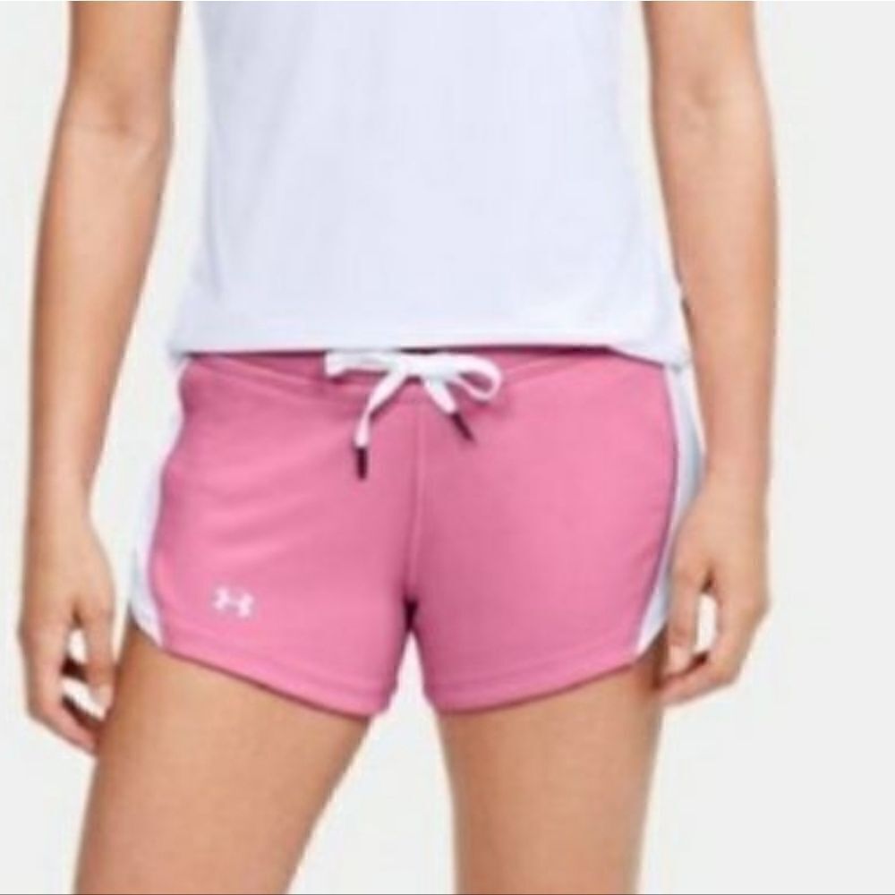 NWT Under Armour Medium‎ Pink Tech Terry Fitted Running Shorts with white